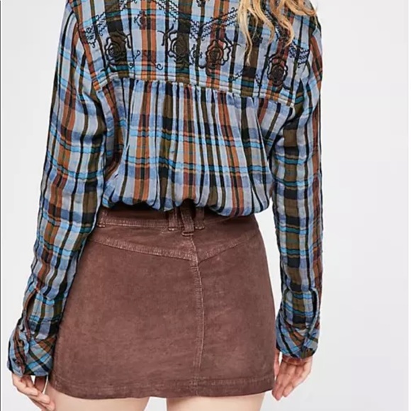 RESALE - NWT Free People Joanie Corduroy Button Chocolate Mini Mid Rise Skirt 29 8